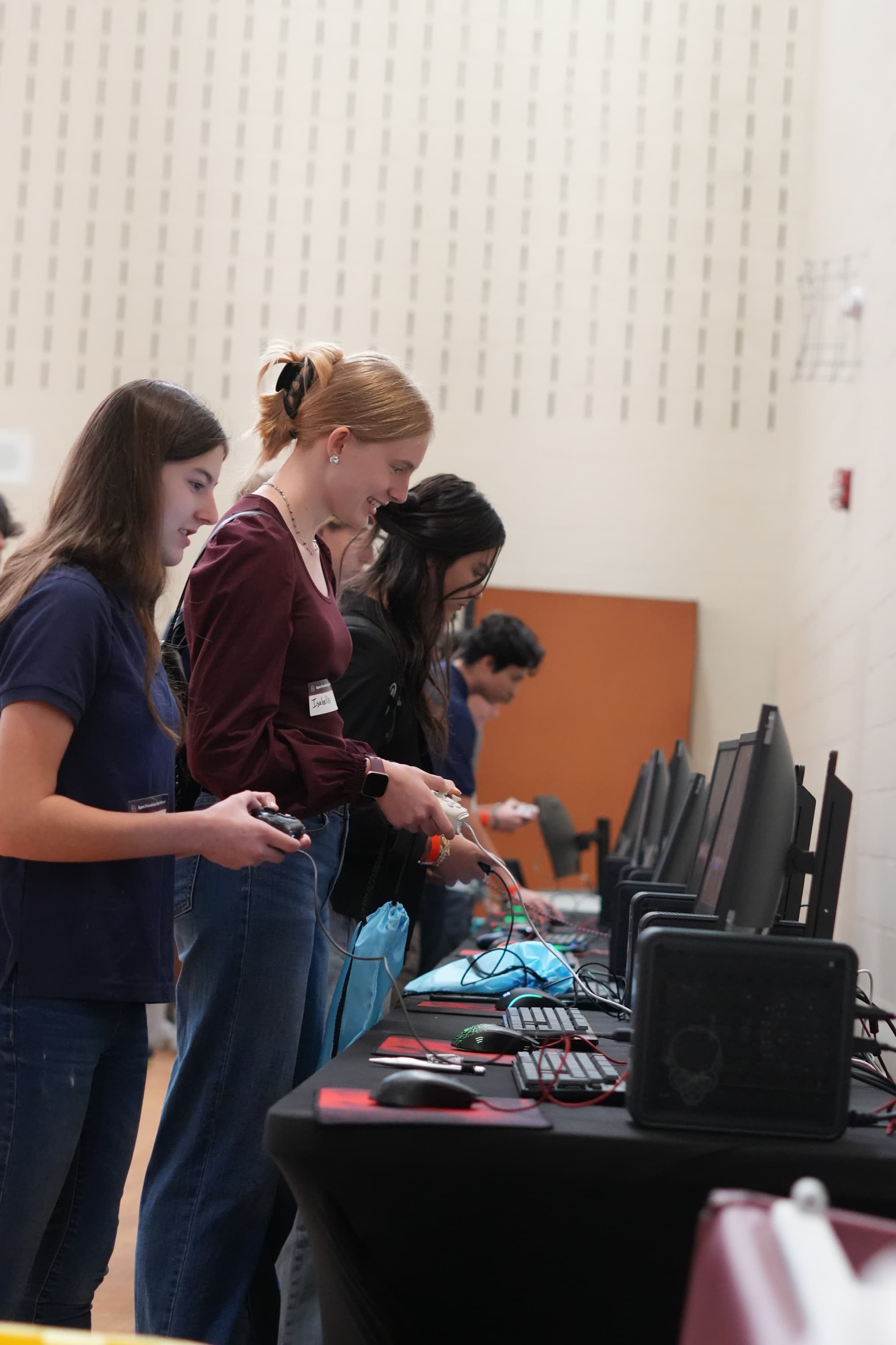 Students at interactive gaming stations