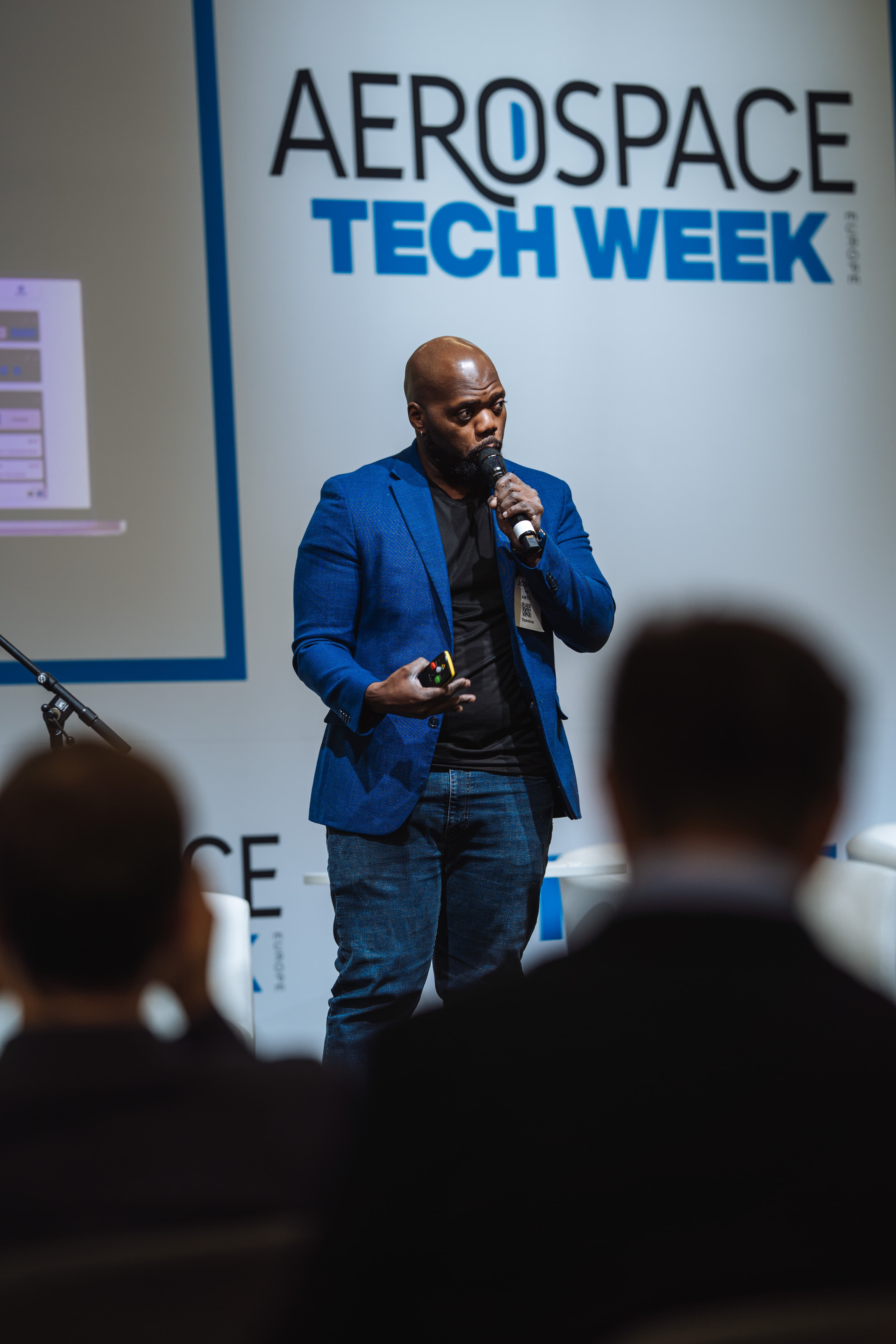 Josh Wall keynoting at Aerospace Tech Week, Munich
